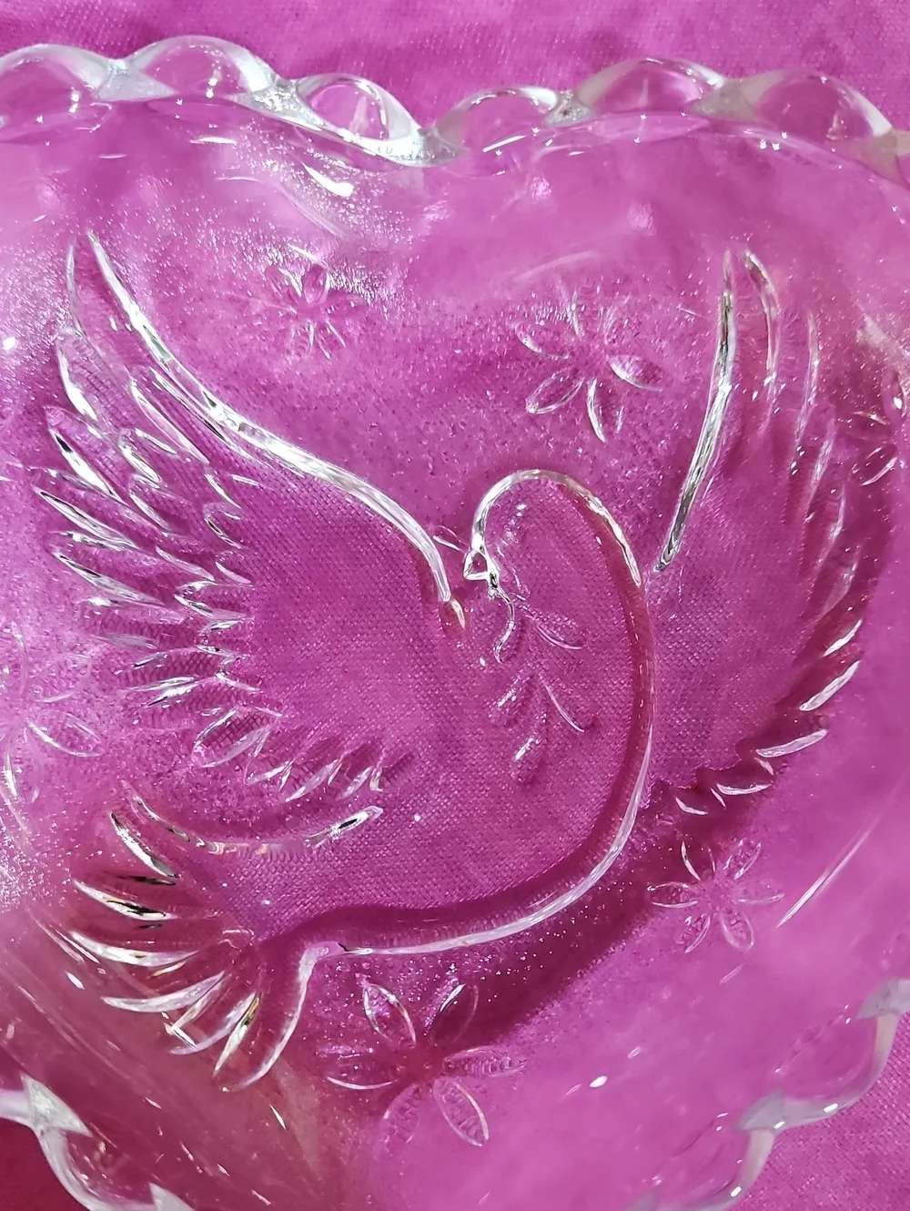 VTG Hofbauer German Lead Crystal Heart Dish & Ruby Bud Vase Collector Quality